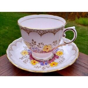 Tuscan Bone China Pink Flower Garden Cup and Saucer